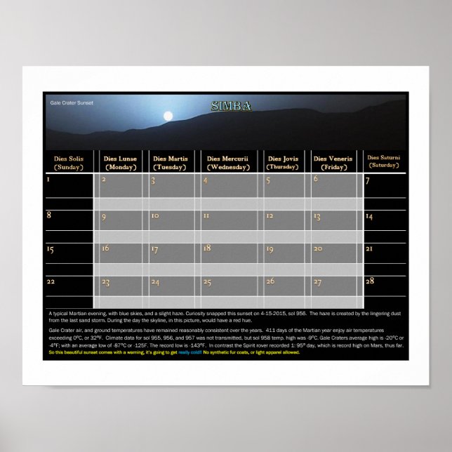 Poster Mar's Sunset: Gale Crater (Devant)