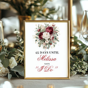 Poster Marsala Blush Burgundy Fleurs Jusqu'à ce que je fa