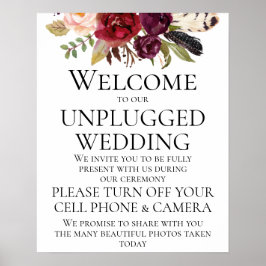 Poster Marsala Boho Floral Unplugged Ceremony Mariage