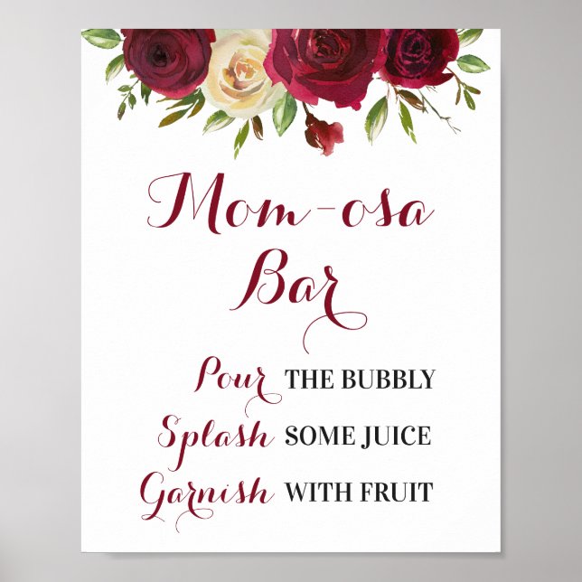 Poster Marsala Bourgogne Momosa Bar Baby shower Sprinking (Devant)