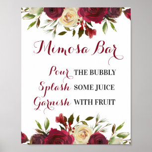Poster Marsala Mimosa Barre Signale Mariage Fête des mari