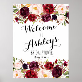 Poster Marsala rouge signe de bienvenue
