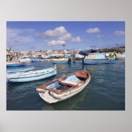 Poster Marsaxlokk Bateaux de pêche Malte