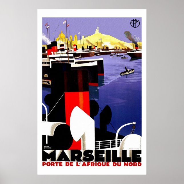 Poster Marseille, France Vintage voyage (Devant)