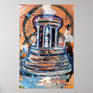 Poster Marshall Michigan Fountain Abstrait Art