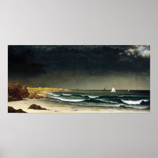 Poster Martin Johnson Heade s'approche de Storm Beach (Devant)