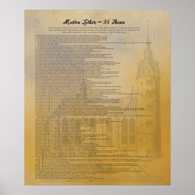 Poster Martin Luther 95 Theses et l'église Wittenberg (Devant)