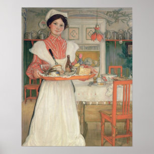 Poster Martina portant le petit déjeuner sur un plateau, 