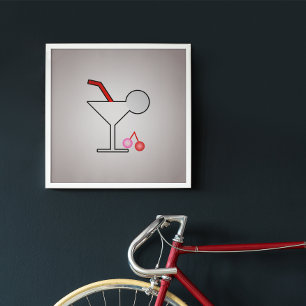 Poster Martini amusant - Cocktail rétro avec tonneau de c