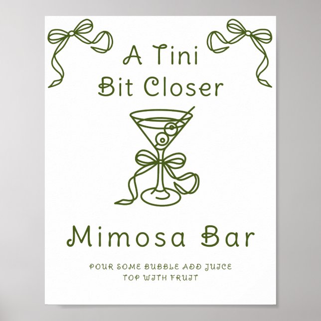 Poster Martini Bow Bride douche Mimosa bar (Devant)