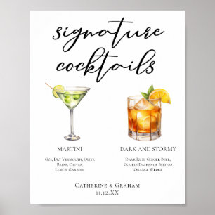 Poster Martini Dark & Stormy Signature Cocktails Menu