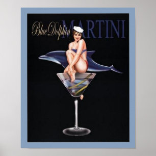Poster Martini dauphin bleu