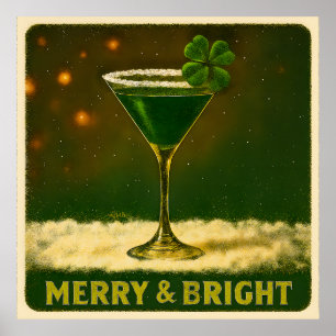 Poster Martini de Noël irlandais au trèfle à quatre feuil