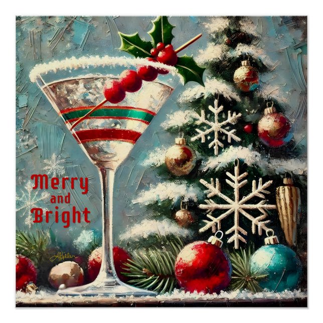 Poster Martini de Noël Retro les années 50 Cranberry (Devant)