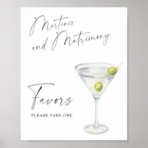 Poster Martini douche nuptiale Favoriser s'il vous plaît 