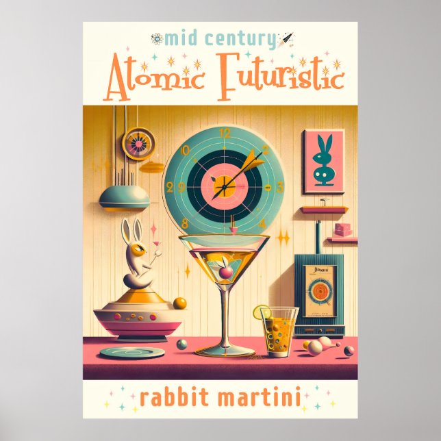 Poster Martini lapin atomique Futuriste du milieu du sièc (Devant)