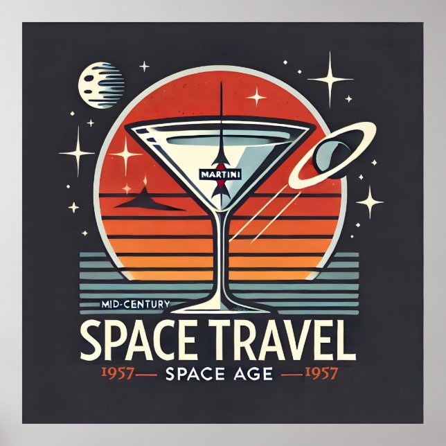 Poster Martini Space Travel 1957 Space Age Logo (Devant)