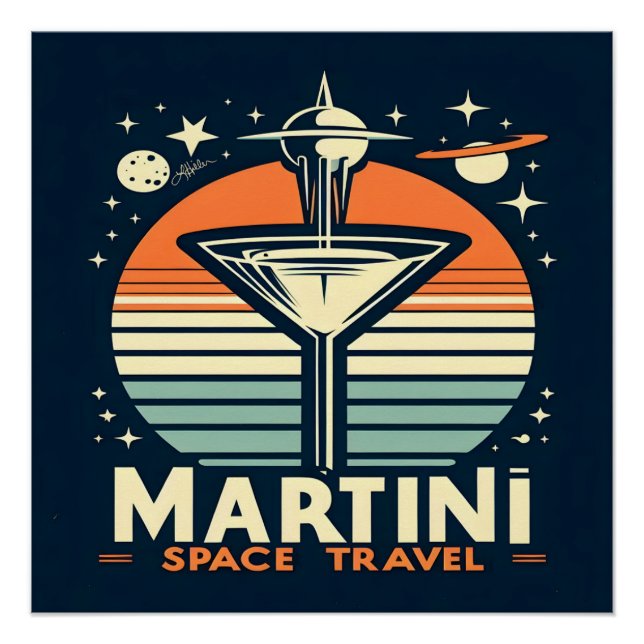 Poster Martini Space Travel Lift Off Logo (Devant)