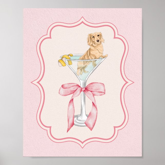 Poster Martini Weenie Coquette Dachshund Aquarelle (Devant)