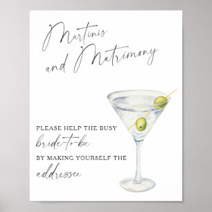 Poster Martinis & Matrimony Aide la mariée occupée à s'or