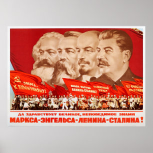 Poster Marx, Engels, Lénine et Staline, 1953 Propagande