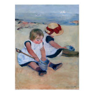 Poster Mary Cassatt Enfants Jouant sur la Plage 1884