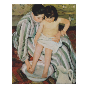 Poster Mary Cassatt Peinture sur le bain de l'enfant