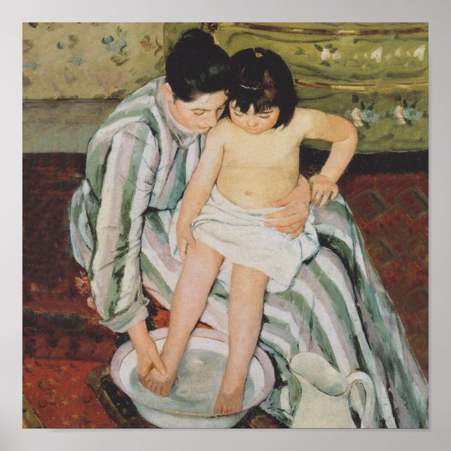 Poster Mary Cassatt Peinture sur le bain de l'enfant (Devant)