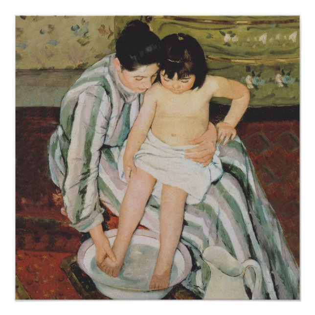 Poster Mary Cassatt Peinture sur le bain de l'enfant (Devant)