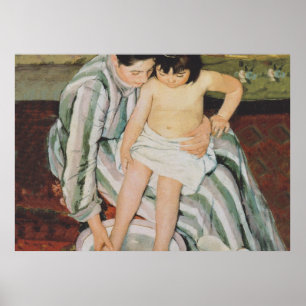 Poster Mary Cassatt Peinture sur le bain de l'enfant
