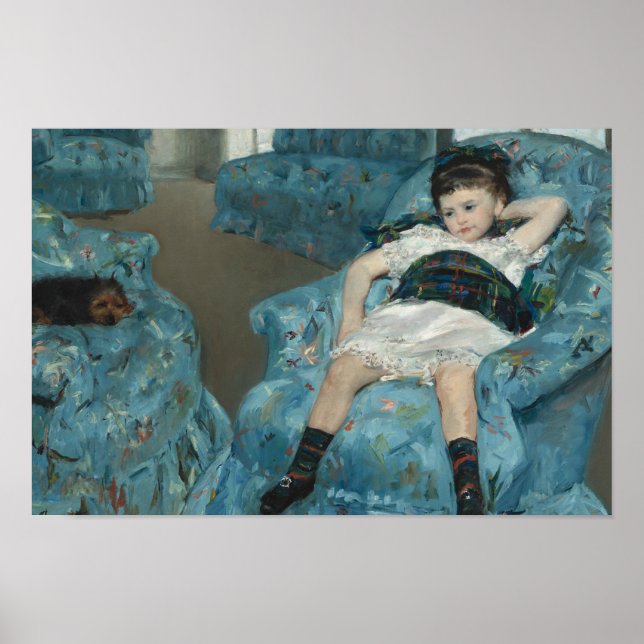 Poster Mary Cassatt - Petite fille dans un fauteuil bleu (Devant)