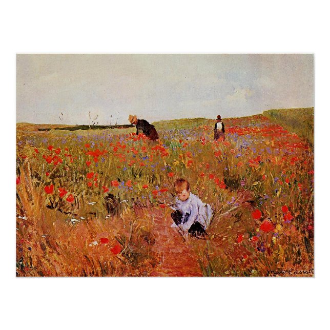 Poster Mary Cassatt, Red Poppies, (Devant)