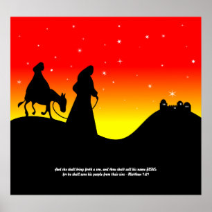 Poster Mary et Joseph, vers d'écriture sainte de bible
