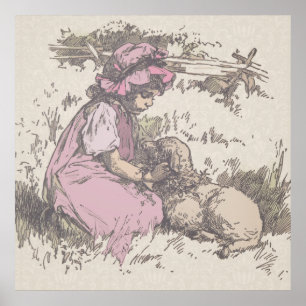 Poster Mary Had a Little Lamb Nursery Rhyme