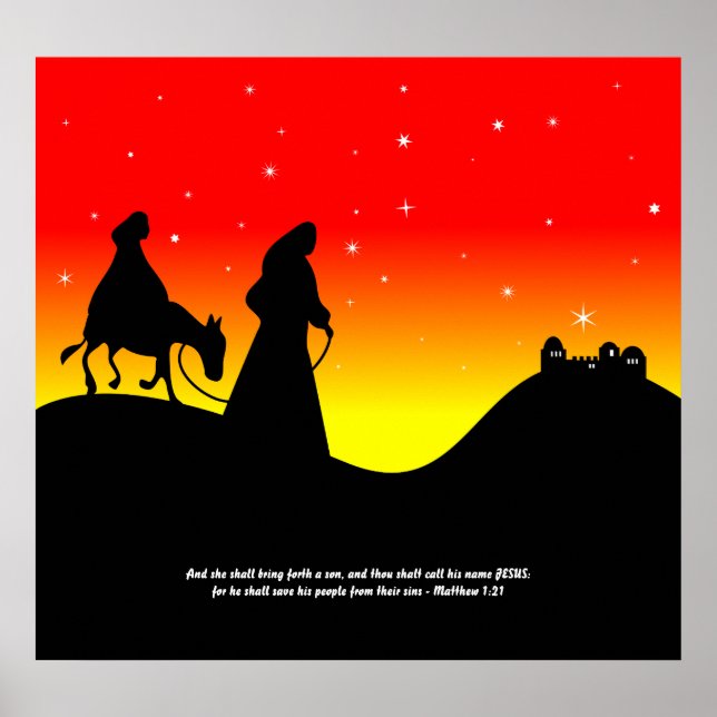 Poster Mary & Joseph, Bible Scripture Verse (Devant)
