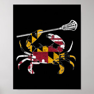 Poster Maryland Crabe Bleu Lacrosse Lover Drapeau De Mari