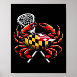 Poster Maryland Lacrosse Crabe Sports Amateurs