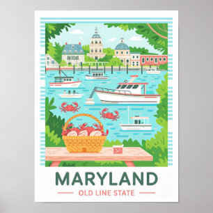 Poster Maryland Old Line State USA Summer Travel