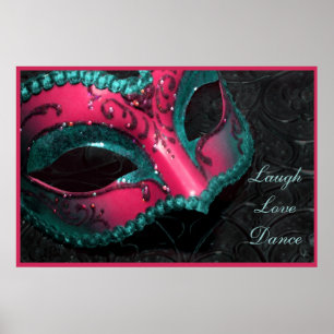 Poster Mascarade rose Masque Rire Amour Danse Imprimer