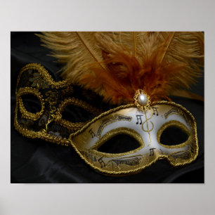 Poster Mascarade vénitienne de masque de carnaval d'or