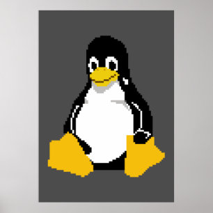 Poster Mascotte Linux   Linux Penguin   Tux En Art Pixel