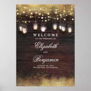 Poster Mason Jar éclaire l'Affiche de bienvenue Mariage r