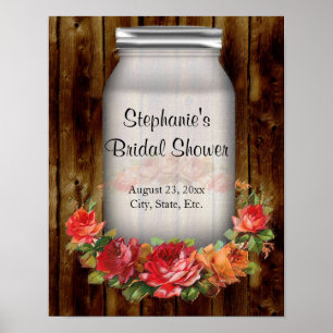 Poster Mason Jar Flower Fête des mariées de couronne