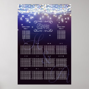 Poster Mason Jar Under the Stars Mariage Seating Chart