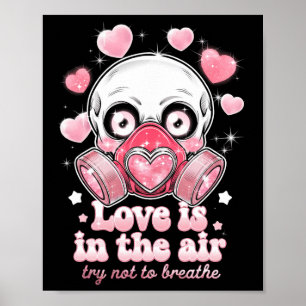 Poster Masque à gaz crâne de la Saint-Valentin Kawaii Amo