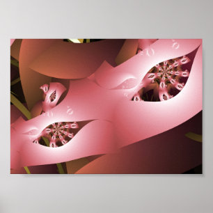 Poster Masque de bal masqué rose abstrait Art fractal