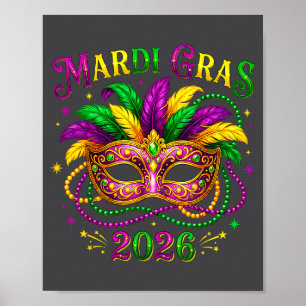 Poster Masque de bouffon Mardi Gras Carnaval La Nouvelle-