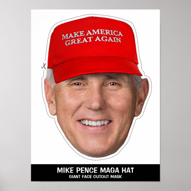 POSTER MASQUE DE COUPE CASQUETTE MIKE PENCE MAGA (Devant)