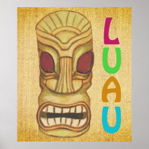Poster Masque de fête Tiki Luau hawaïen