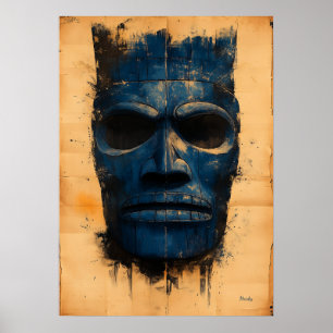 Poster Masque de Gardien Tiki – Symbole Spirituel Polynés